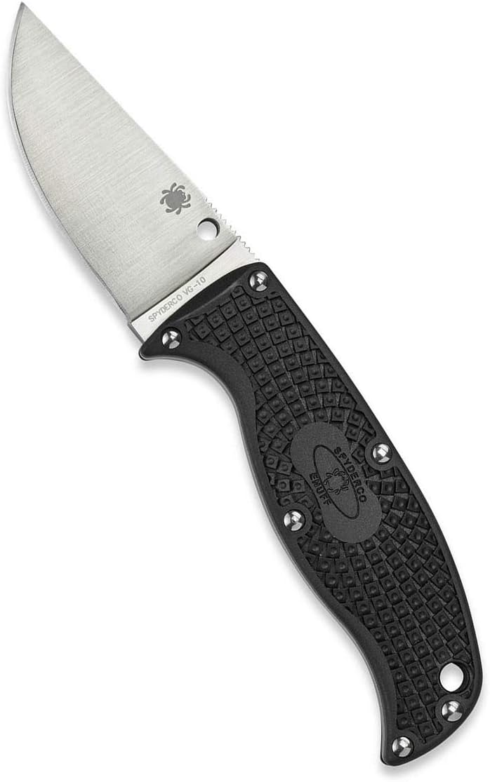 Spyderco Enuff  Fixed Blade Utility Multitool Knife with 2.75″ VG-10 Stainless Steel Blade and Premium Custom-Molded Boltaron Sheath – PlainEdg