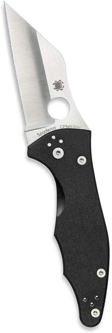 Spyderco Yojimbo 2 Specialty Tactical Knife with 3.2″ CPM S30V Steel Black Wharncliffe Blade and Durable Black G-10 Handle – PlainEdge