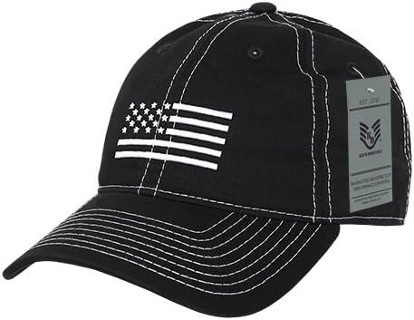 Rapiddominance A03-USA4-BLK Relaxed Graphic Cap, White US Flag, Black
