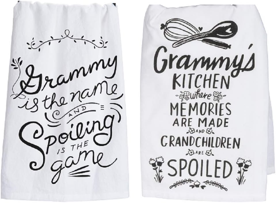 Primitives by Kathy Grammy Towel Set – Grammy is The Name Spoiling and Grammy’s Kitchen Where Memories