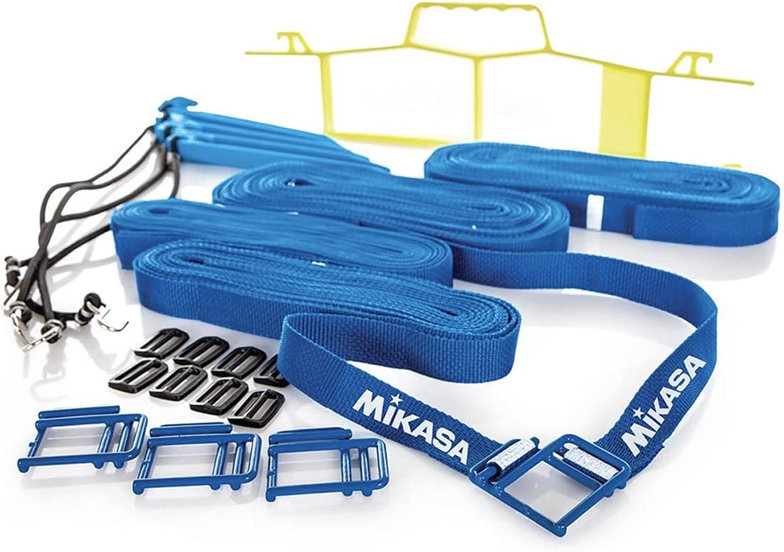 Mikasa Outdoor Volleyball Court Lines – Adjustable Regulation-Size – Corner Stakes – Bungee Cords and Center Reels – Beach Volleyball