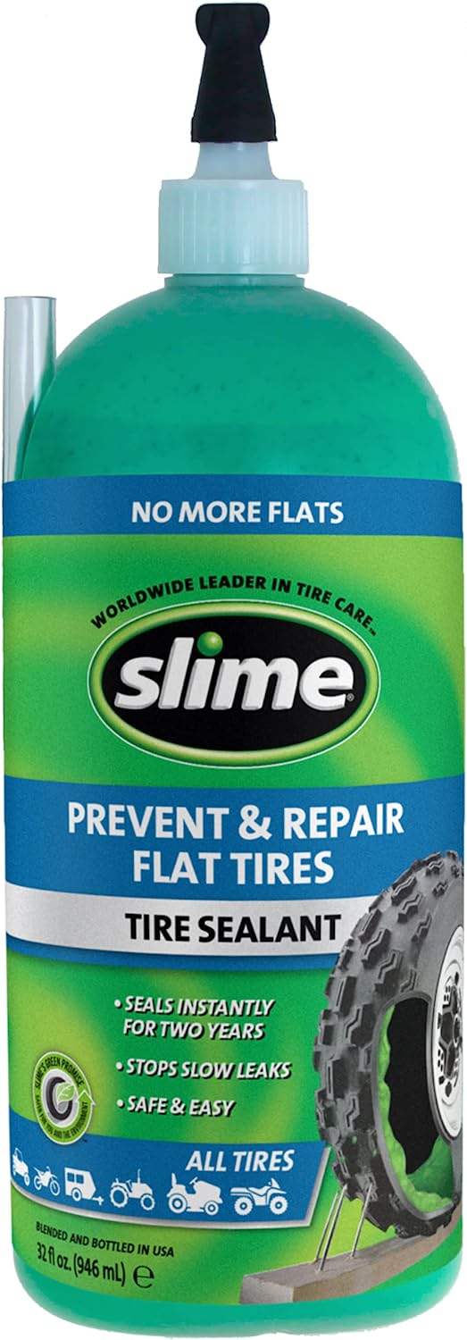 Slime 10009 Flat Tire Puncture Repair Sealant, Prevent and Repair, All Off-Highway Tubeless Tires, Non-toxic, eco-friendly, 32 oz bottle