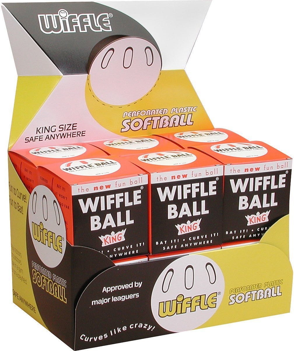 Official Wiffle Balls Softball Size – King Size. Plastic perforated softballs, great for practice. Made in the USA. 1 Dozen Balls.