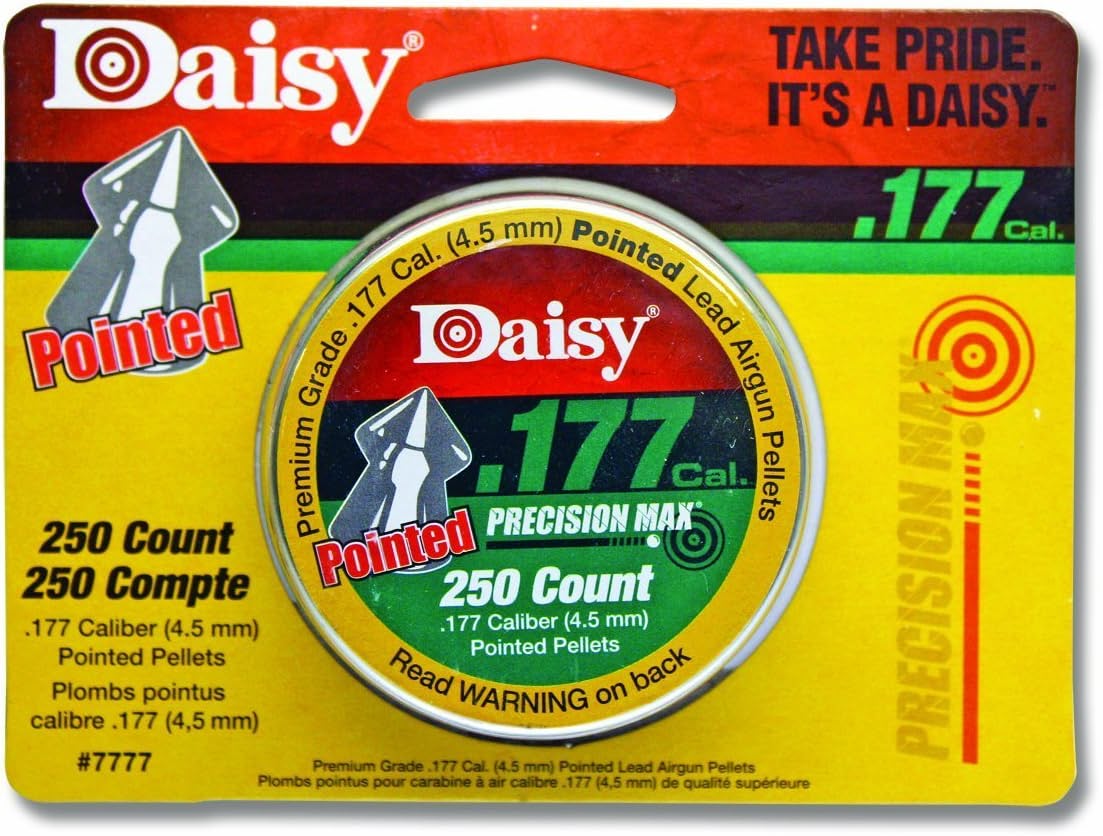 Daisy Outdoor Products 250 ct. Pointed Field Pellets . 177 PDQ (Silver, 4.5 mm), Lead, .177 Calibe