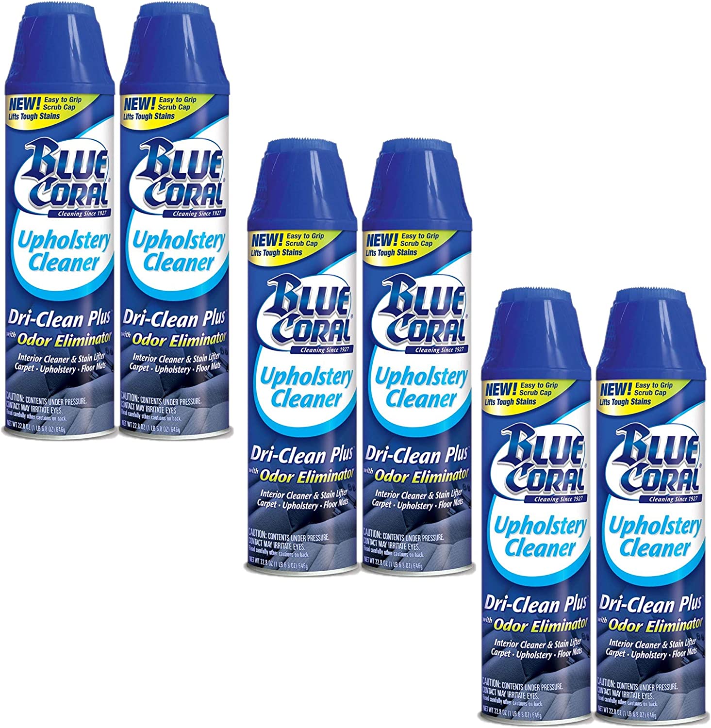 Blue Coral DC22 Upholstery Cleaner Dri-Clean Plus with Odor Eliminator, 22.8 oz. Aerosol (Pack of 6)