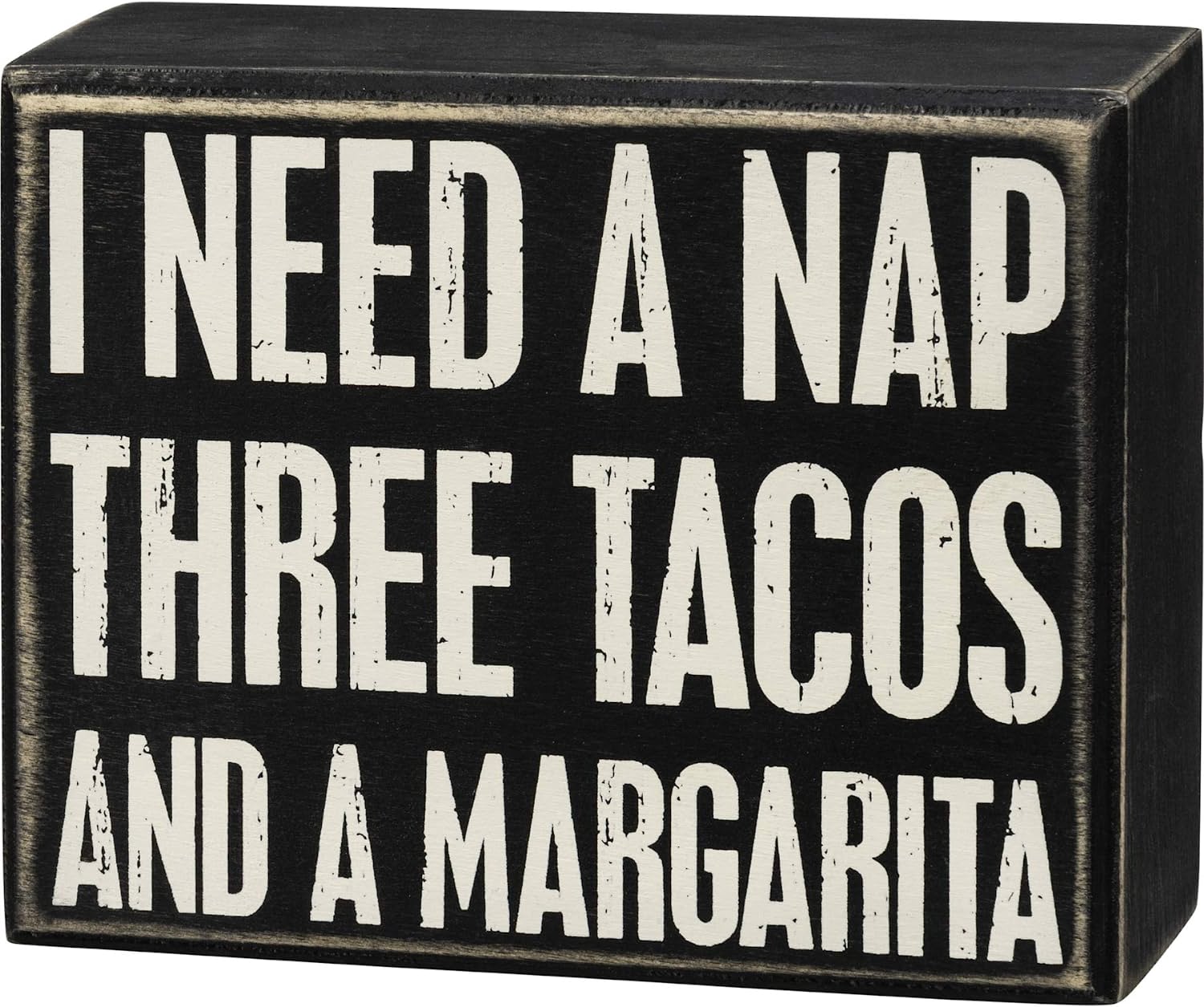 Primitives by Kathy 107431 Box Sign – Three Tacos, 5×4 inches, Black, White