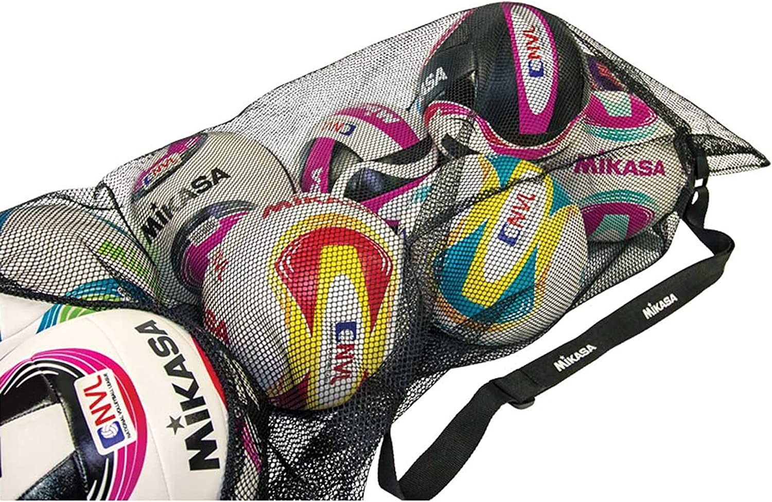Mikasa Durable Mesh Multi-Sport Bag – Drawstring Sport Equipment Storage Bag for Basketball – Volleyball – Soccer – Football – Adjustable Shoulder Strap Outdoor Organizer – 24 x 36 inches