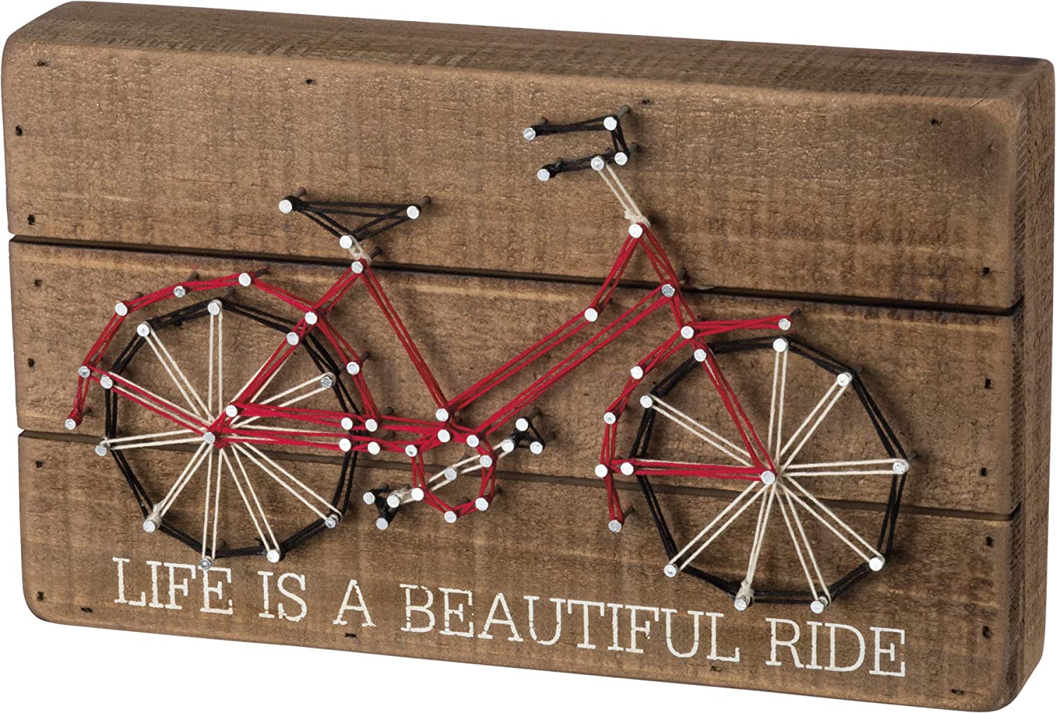 Primitives by Kathy 36354 String Art Wood Box Sign, 10 x 6-Inches, Life is A Beautiful Ride