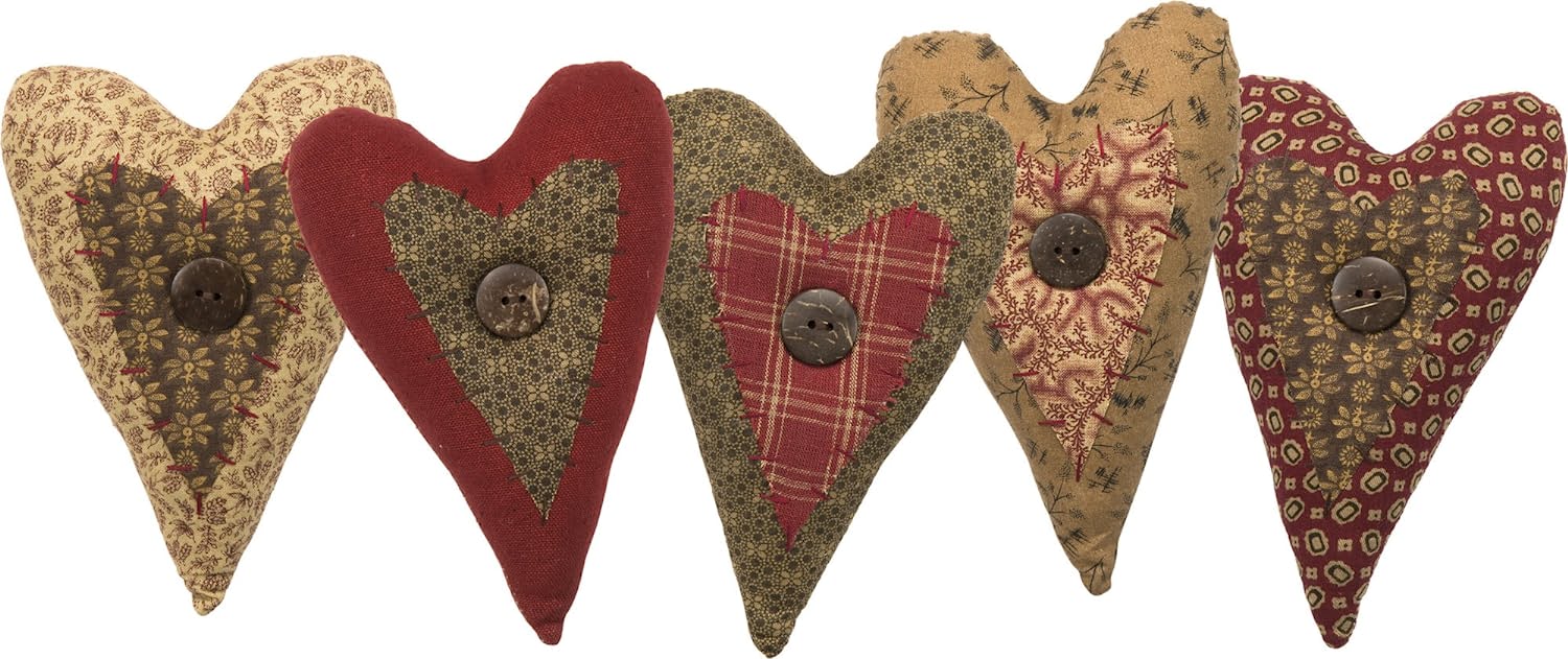 Primitives by Kathy Fabric Heart Set Size: 6″ Tall