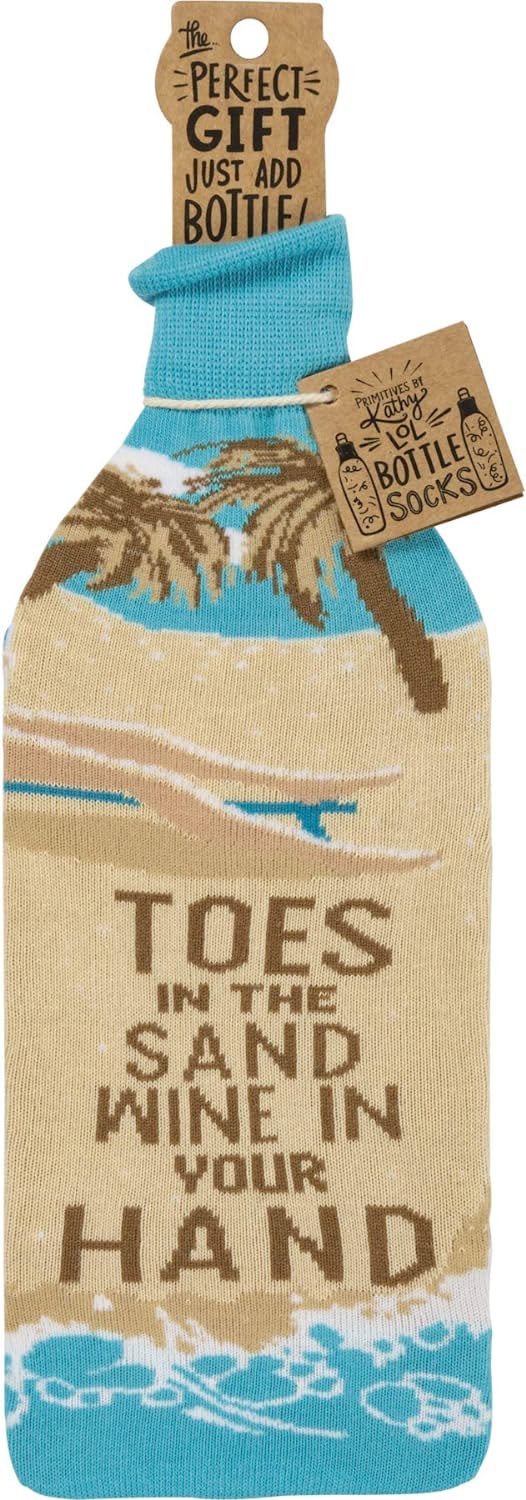 Primitives by Kathy Bottle Sock – Toes In The Sand Wine In Your Hand in Beach Design Wine Bottle Sock Wrap