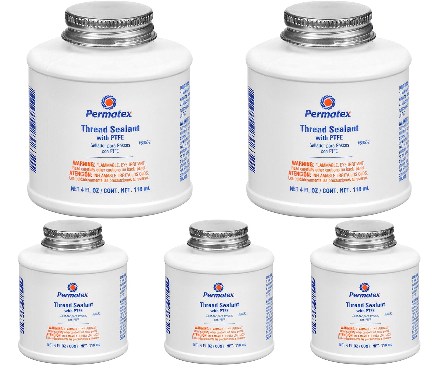 Permatex 80632 Thread Sealant with PTFE, 4 oz. (5 Pack)