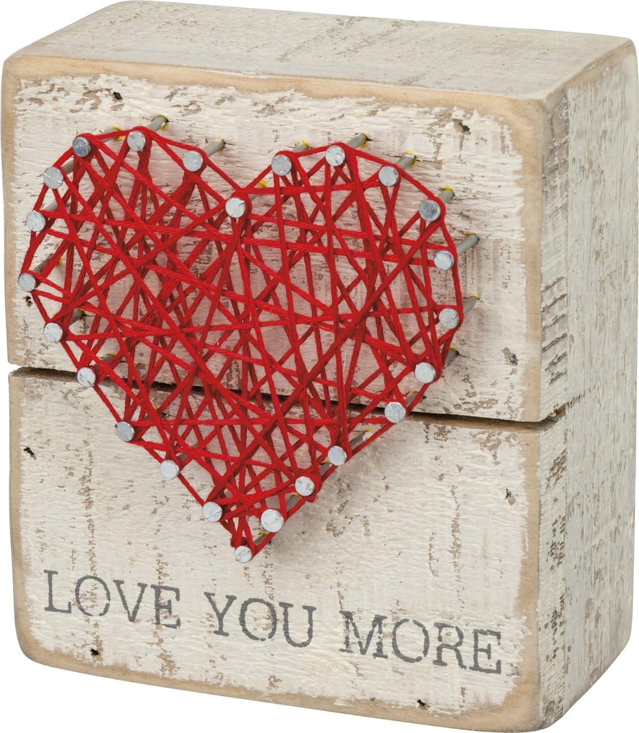 Primitives by Kathy 34248 Rustic White String Art Box Sign, 3.5″ x 4″, Love You More