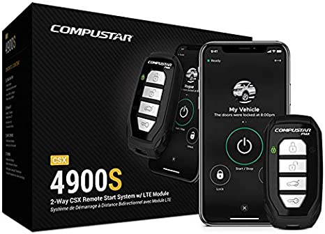 Compustar CSX4900-S 4-Button 2-Way, 3000′ Remote Start System w/Drone X1LTE