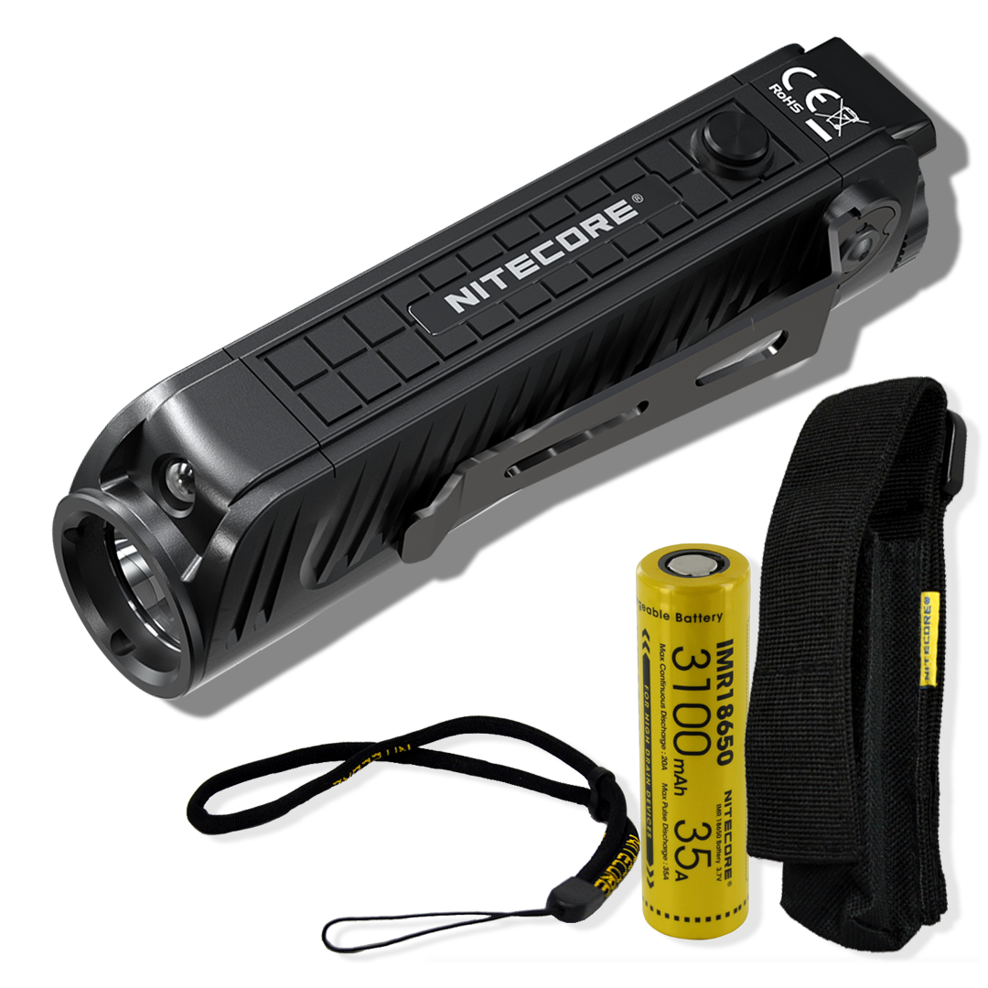 Nitecore P18 1800 Lumen Compact Flashlight with Silent Tactical Switch and Auxiliary Red LED