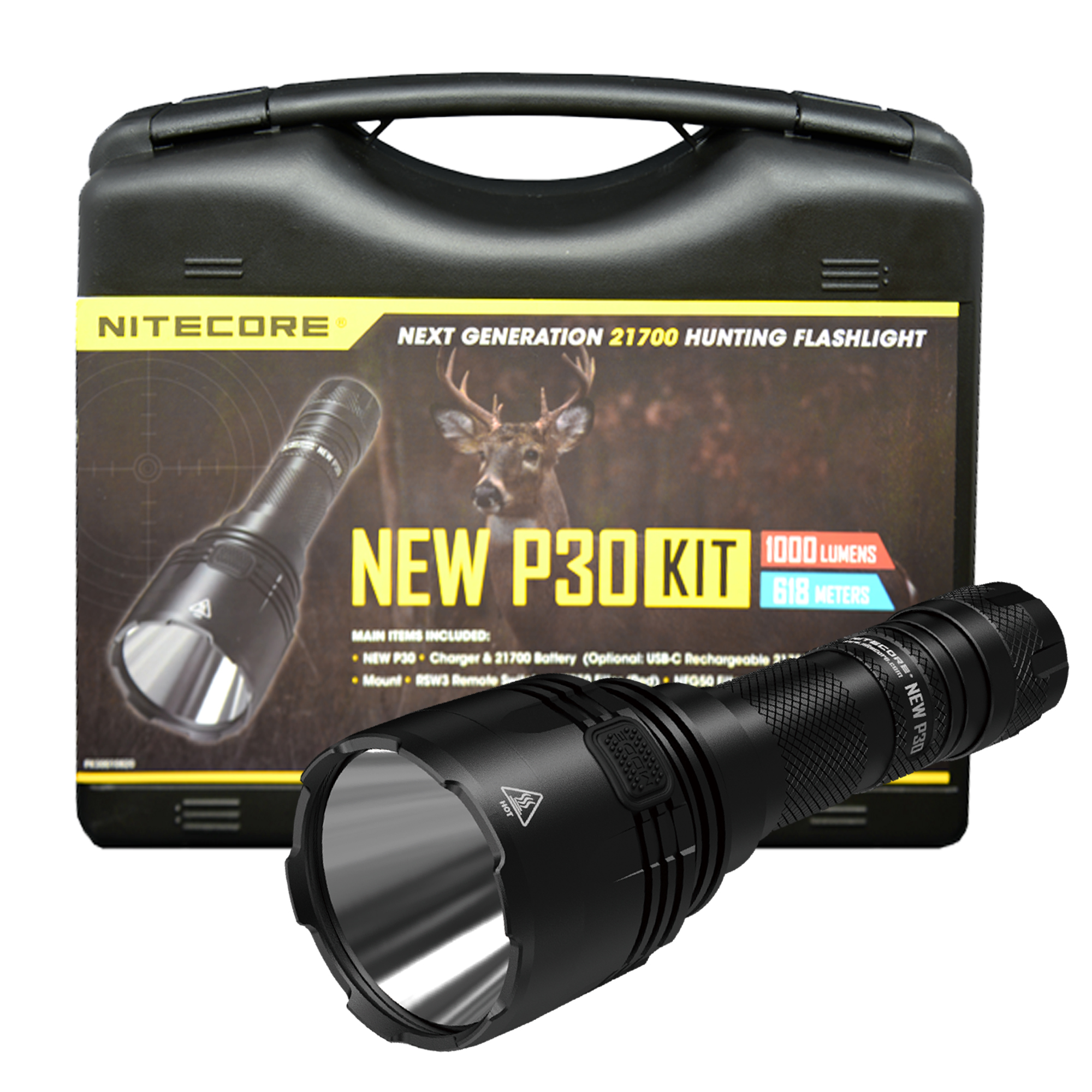 Nitecore NEW P30 Hunting Kit with LumenTac Offset Mount and AC USB Adapter